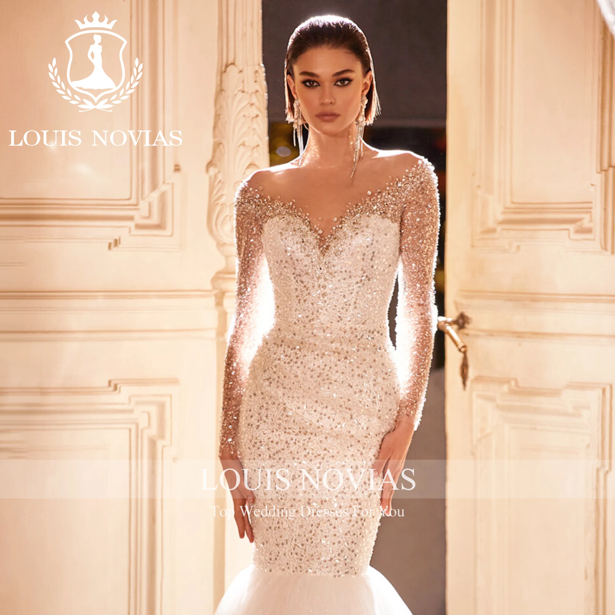 

LOUIS NOVIAS New Arrival Wedding Dress Sweetheart Beading Sequined Slim Satin Wedding Gown Vestidos De Novia