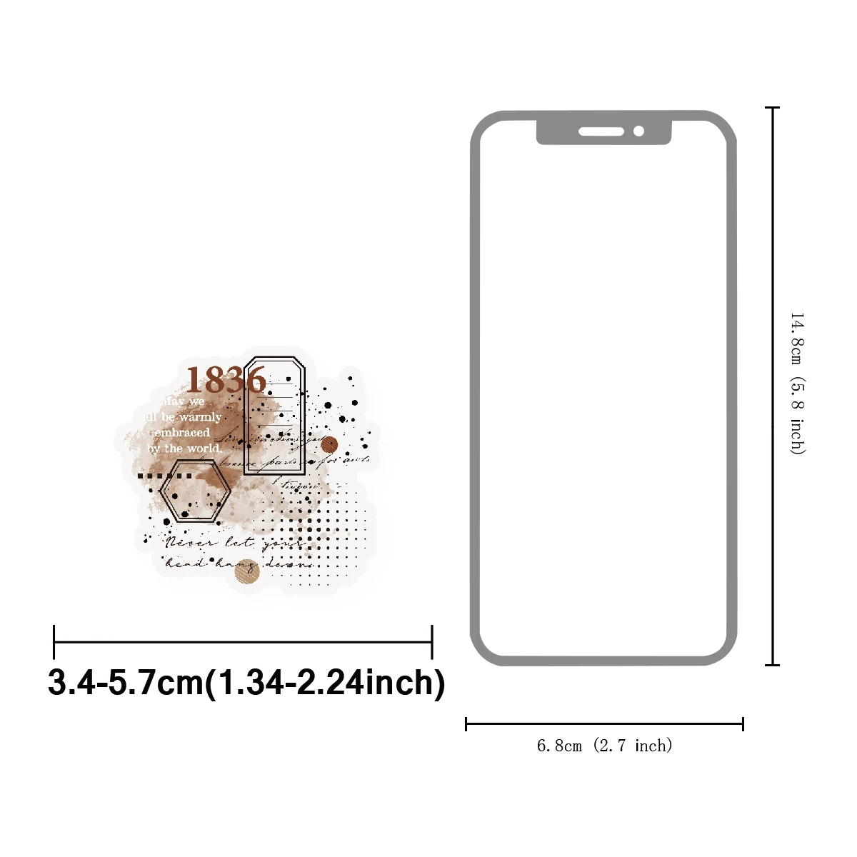 Etori Life Frame Gap Mark Stickers 20Pcs Coffee-Colored Ink Mark Hand-Drawn Stickers Vintage Atmosphere Journaling Materials for Laptops, Phone Stickers, Suitcases, Scrapbooking Supplies, Office Decoration Accessories, DIY Crafts, Student Gift Paper Bags, Art Parties, School Supplies, Children's Stickers
