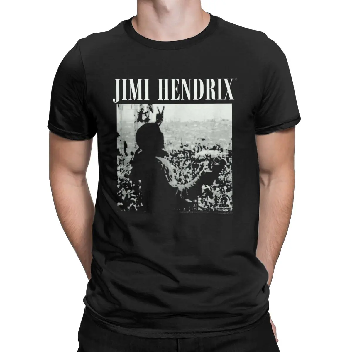 Jimi Men's T Shirts Rock Hendrixs Live At Woodstock Vintage Guitar Singer Tees Short Sleeve O Neck T-Shirts Cotton Plus Size Top