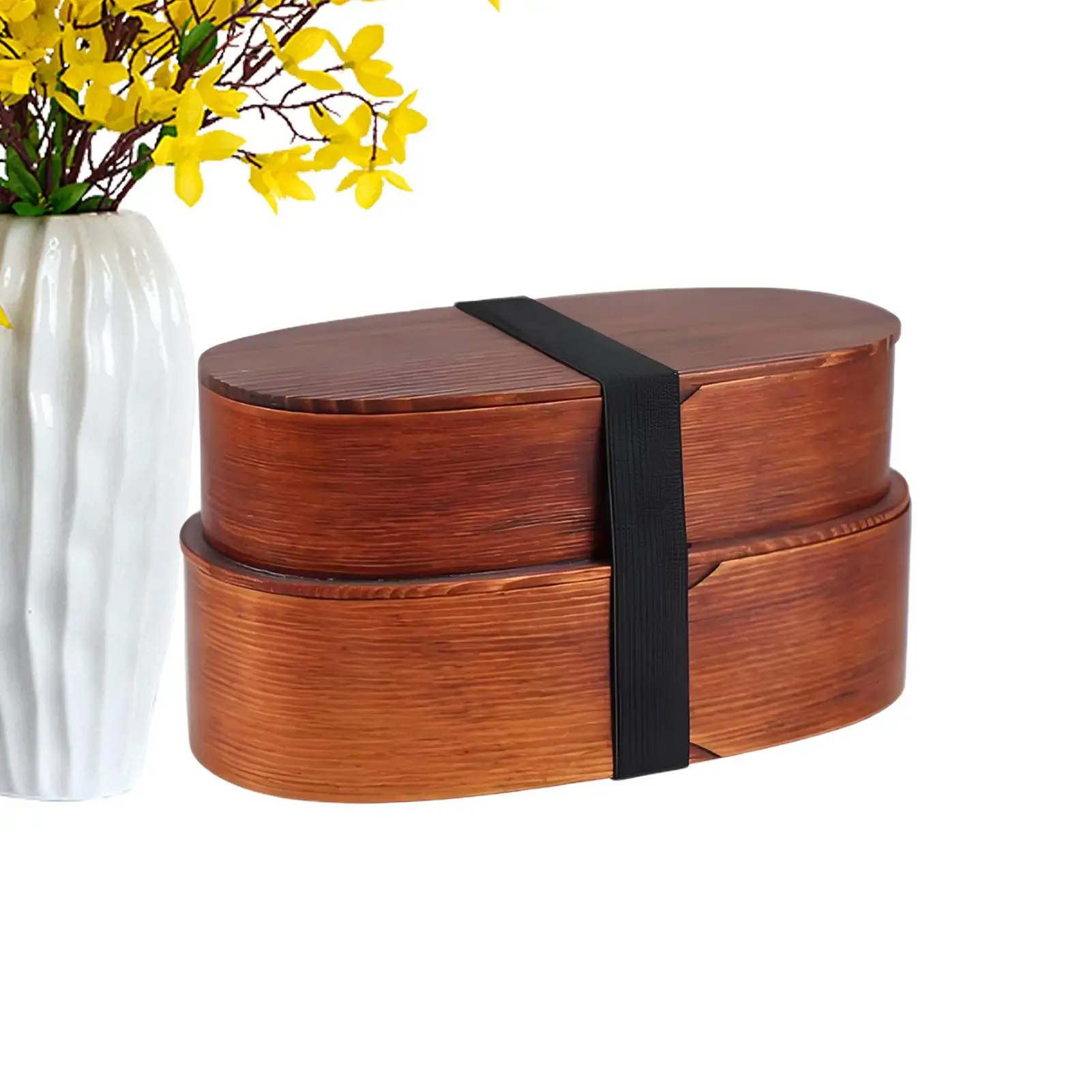 

School Lunch Box Wooden Meal Carrier Double-Tier Lunch Container Box For Vegetables Sandwiches Fruits School Camping Spring Trip