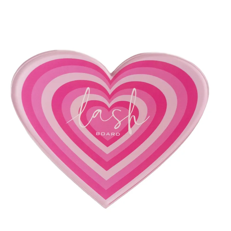 Venta al por mayor, herramienta de pestañas acrílicas personalizadas, paleta de extensión de pestañas, azulejos magnéticos de pestañas de San Valentín con corazón rosa bonito