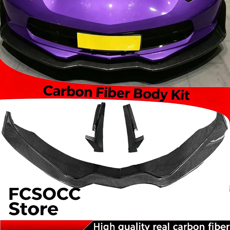 For Chevy corvette C7 Z06 2014-2019 Carbon Fiber Front lip Car Front Bumper Diverter Spoiler Diffuser