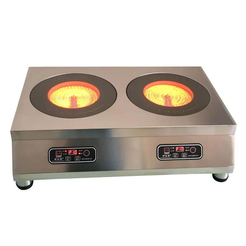 Двойная электрическая плита 220 В 2200 Вт Коммерческая излучающая плита Керамическая варочная панель Печь из нержавеющей стали