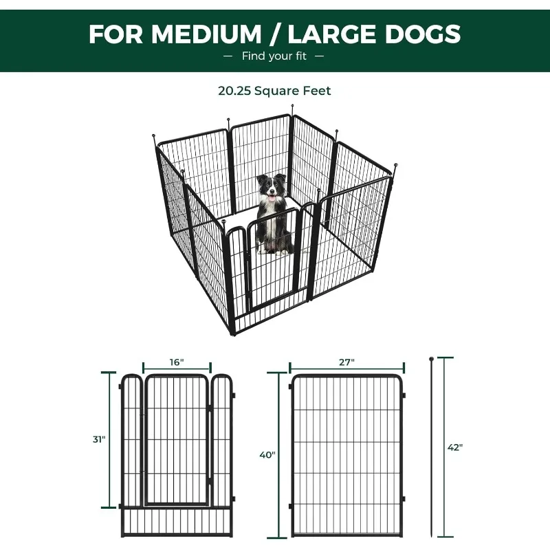 Cercadinho para cães Rollick para quintal, camping RV, 32 polegadas 24 painéis para cães pequenos e médios │ Patenteado