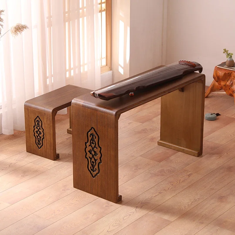Guqin desk stool resonance solid wood Chinese culture desk calligraphy new Chinese style table Go tea table
