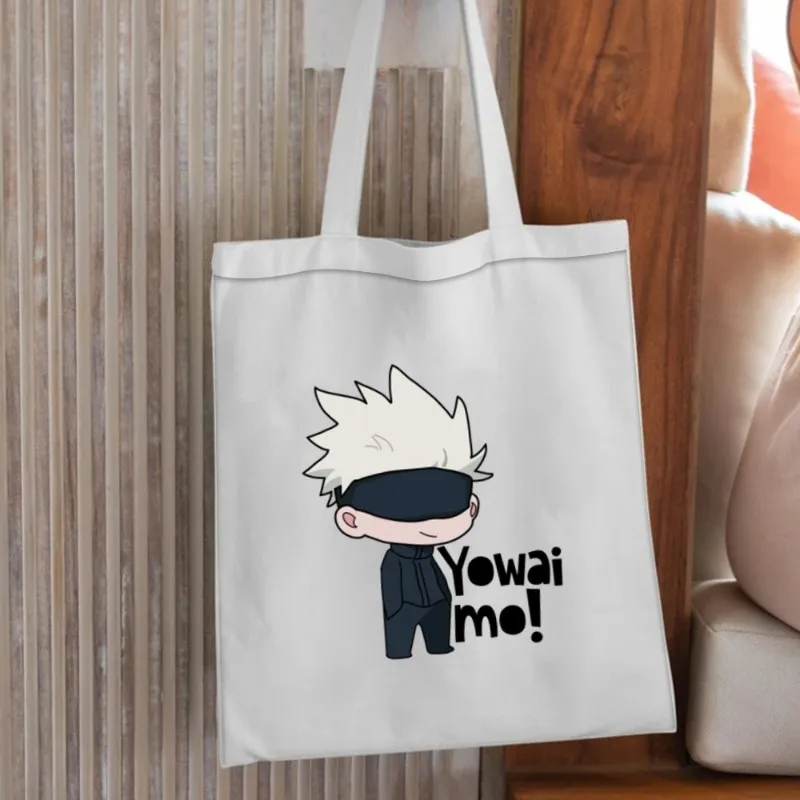 Bilibili Jujutsu Kaisen Cartoon Satoru Gojo Women Shoulder Bags Casual Handbag Tote Bag Large Capacity Cotton Shopping Bag