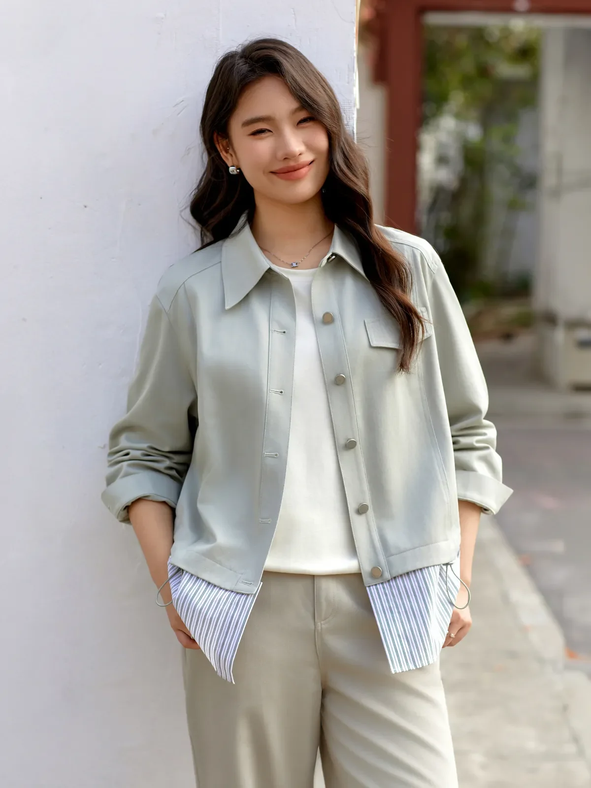 Temperatura e luce Stile professionale Design Sense Splicing Giacca Laiser Donna Autunno Inverno Nuovo