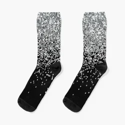 Calcetines térmicos brillantes plateados para hombres y mujeres, calcetines divertidos