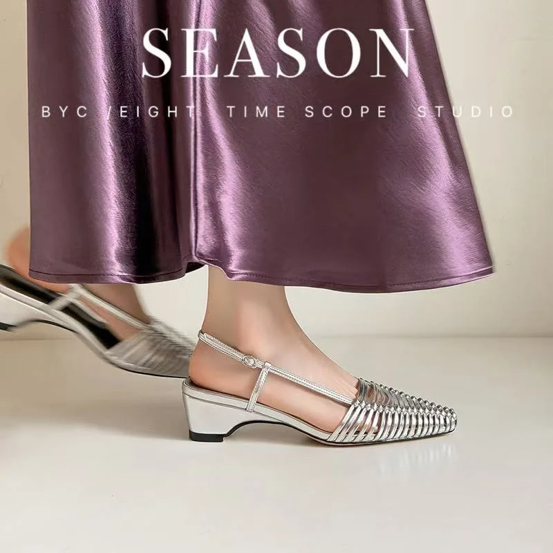 2026 new summer women sandals natural leather 22-25cm microfiber+sheepskin+pigskin weave strap back-buckle women shoes fashion