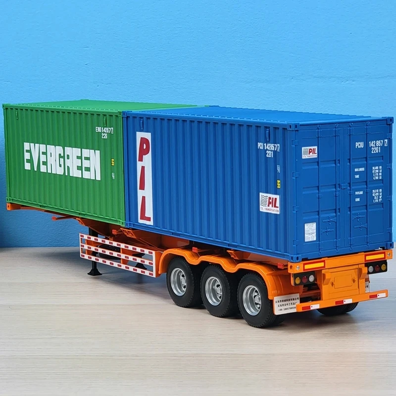 1:24 Scale Model Diecast Alloy Skeleton Truck Semi-trailer Freight Trailer ABS Container Toys Collection Display For Fans Gift