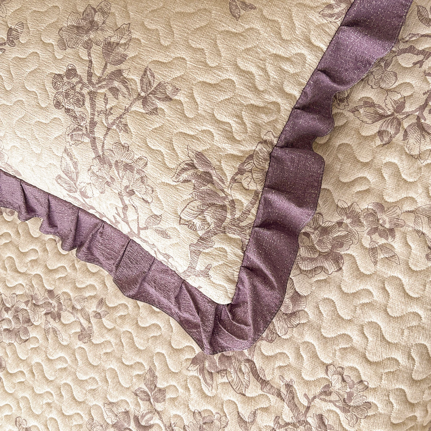 2pcs Quilted Pillowcase with Ruffles Floral Style Thicken Pillow Sham 48x74cm Cushion Cover Deorative Pillowcase Cover for Home