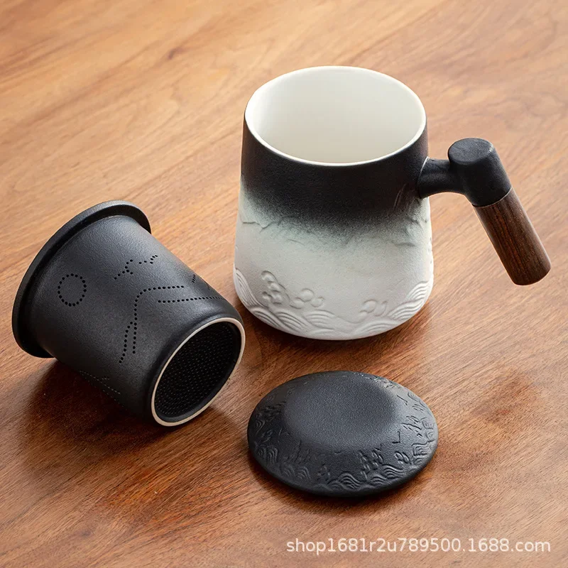 Mug with Lid Personal Office Tea Making Home Gifts Ceramic Water Cup Tea Water Separation Filter Cup