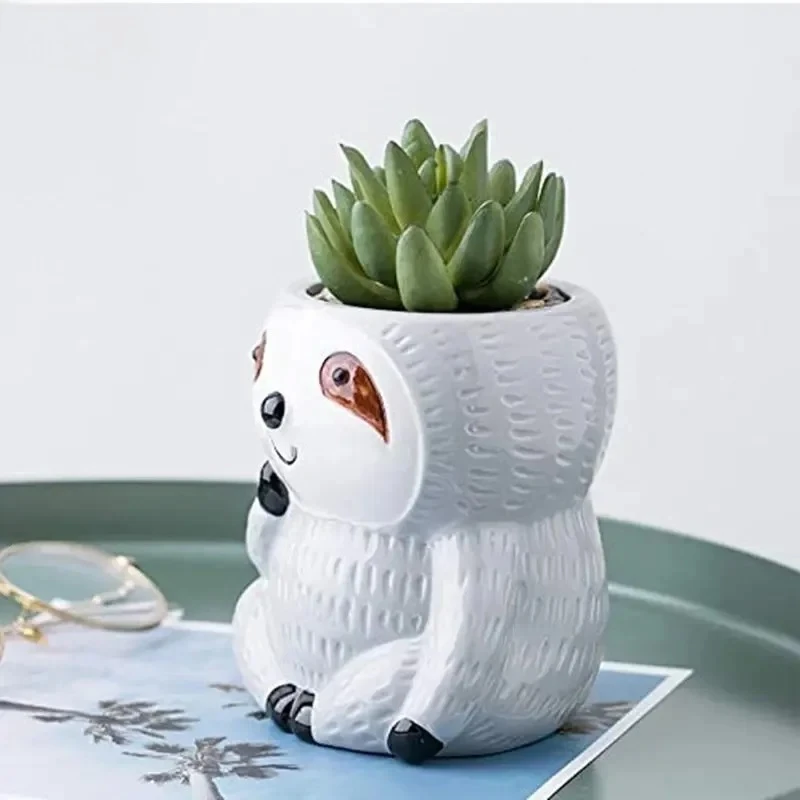 Animal Ceramic Flowerpot Planters Sloth Flower Pot Succulent Pot Plant Pot Potting Garden Pots Garden Supplies Ornament Crafts