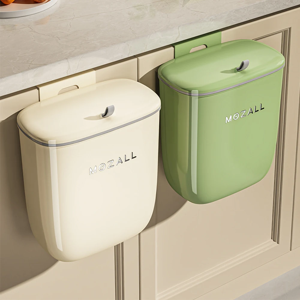 8/12L Kitchen Compost Bin for Cabinet Under Sink Wall Mounted Hanging Trash Can With Lid Food Waste Wastebasket Garbage Can