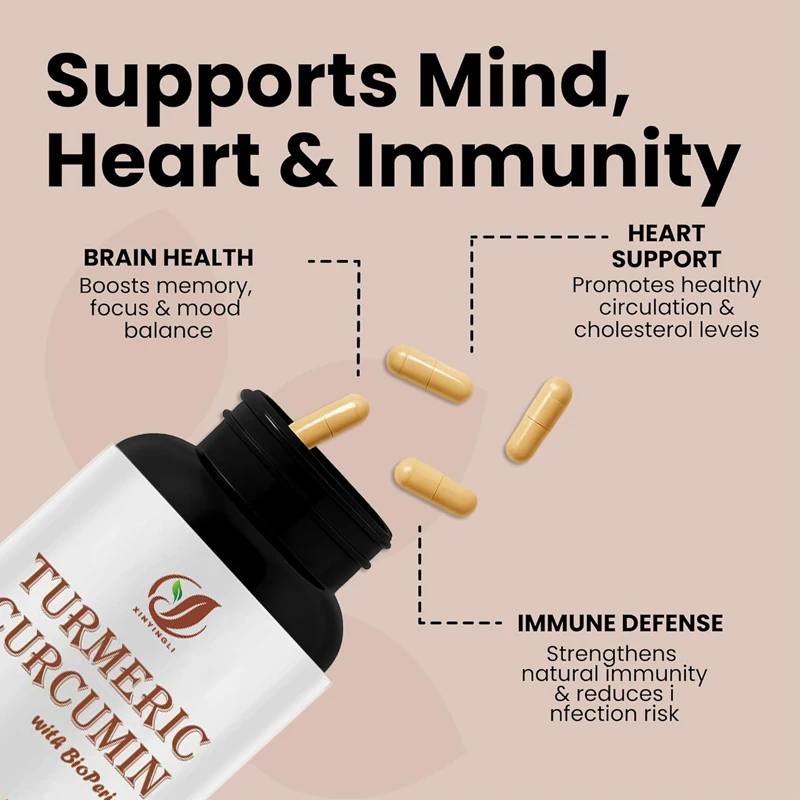 Turmeric and Curcumin Contain Black Pepper, 1950 Milligrams Per Serving, Peppercorns, and 60 Capsules