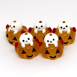 2 pezzi trasparente fantasma Halloween divertente zucca con perline perforate accessori fatti a mano per ciondoli portachiavi gioielli fai da te