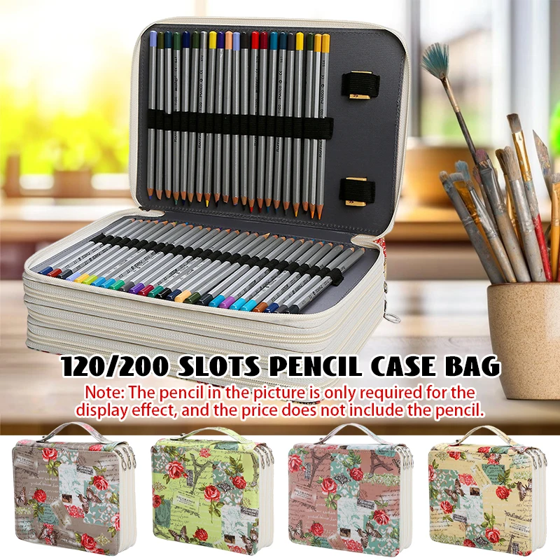 flower colorful pencil case escola menina pencilcase grande capacidade papelaria pen box watercolor marker bolsa 120 slots 200 slots 01