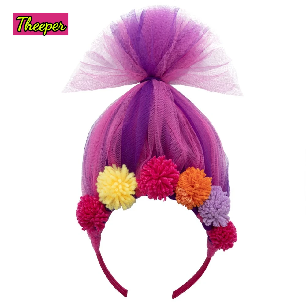 Theeper Pink Princess Tulle Wig Headband New Festival Style Trendy Hot Party Dress Up Photo Decor Elegant Fashion Hair Accessory - view 2