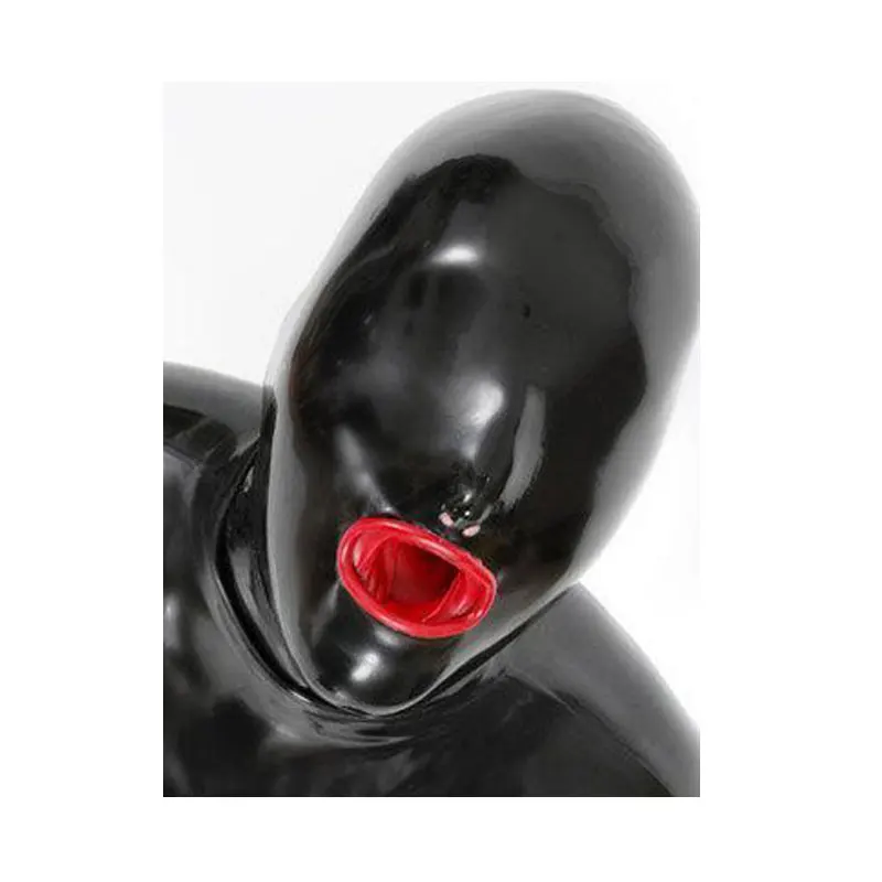 Hot Sexy Exotic Accessaries Latex Hoods Closed Eyes Fetish Mask Rubber Mask for Adult Full Face Mask with Back Zipper