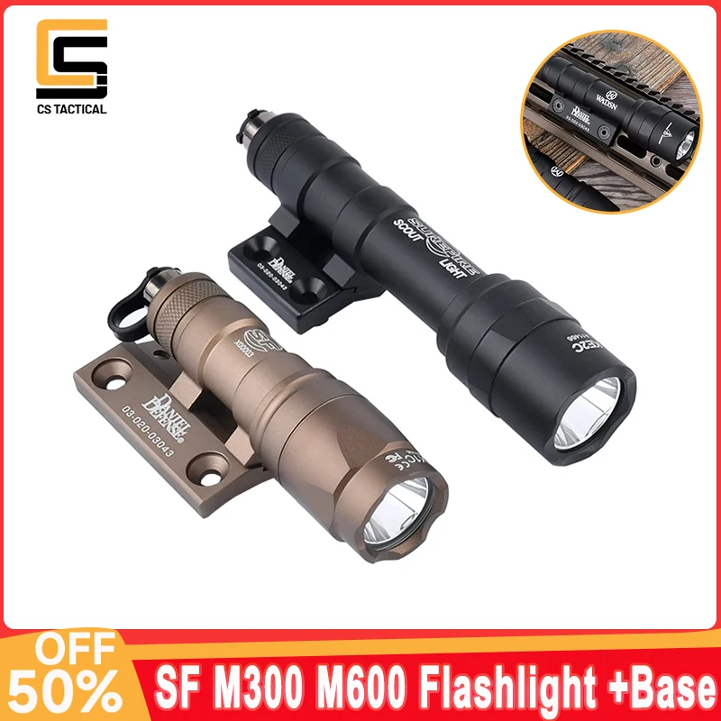 

Tactical Surefir SF M300 M600 Flashlight White LED Hunting Airsoft Scout Light Metal Offset Base Fit Mlok Keymod Rail Accessorie