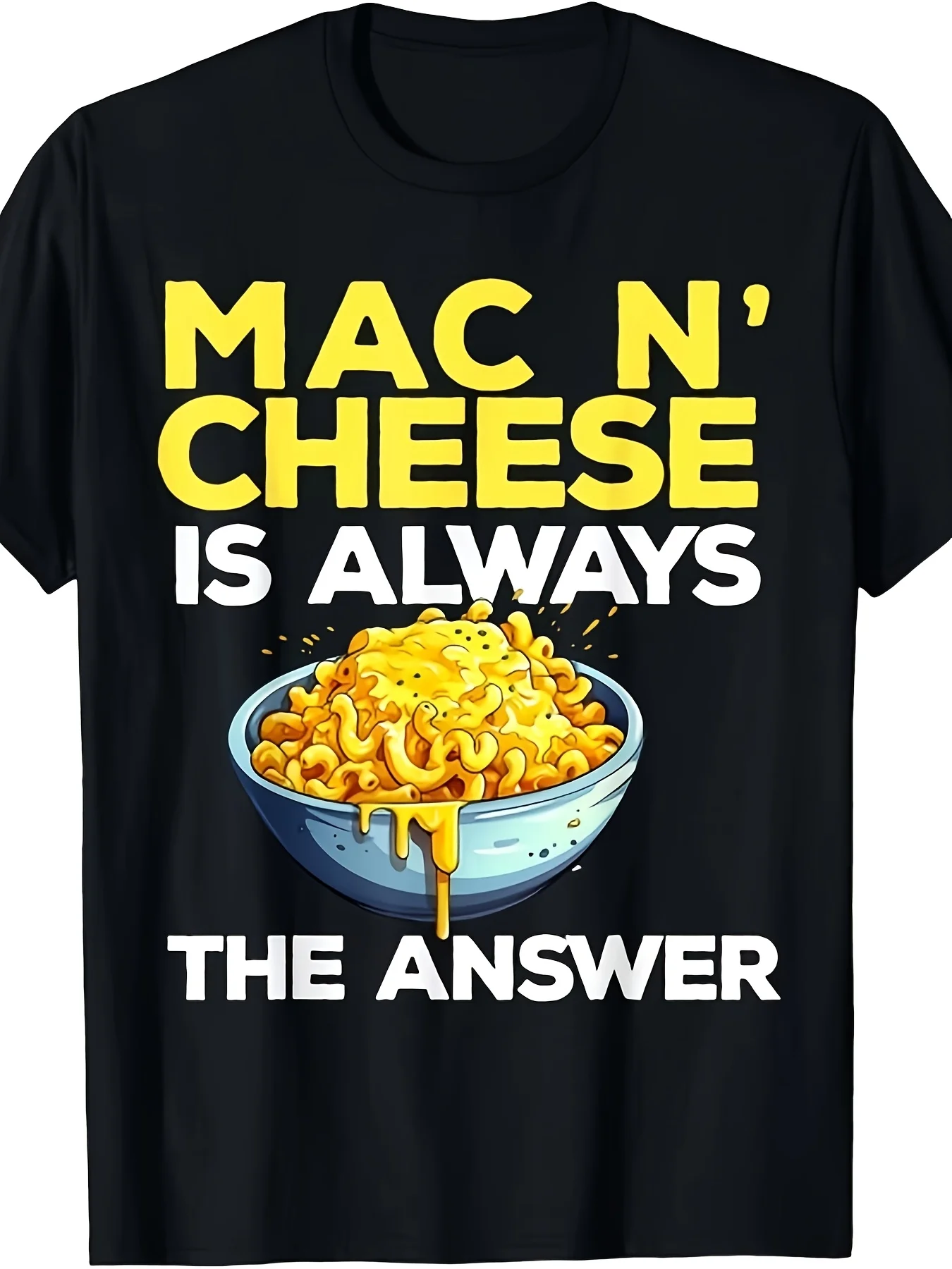 Camiseta unisex divertida con diseño de Mac n Cheese Macaroni and Cheese, camiseta informal de manga corta con cuello redondo para hombre I