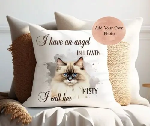 

Sindax Personalised cat memorial cushion, pet loss memory pillow, pet lovers case Custom Cushion Cover DIY Customized Throw