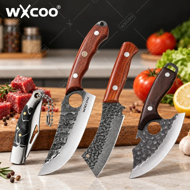 WXCOO Multi-Purpose Boning Knife Stainless Steel Forged Kitchen Knife Fruit Peeler Exquisite Butcher Cleaver Knife for Cooking