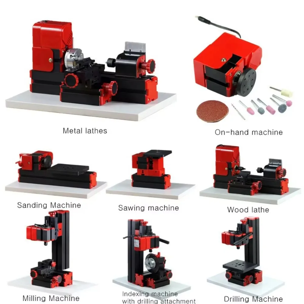 8 in 1 Small Multipurpose Machine Metal Woodworking Lathe Drilling Grinding Turning Milling Sawing Machine