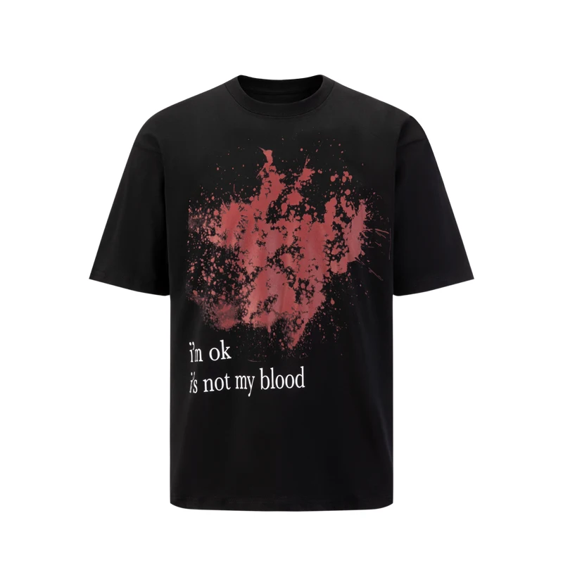 

New 24 Men KEN CARSON I'M OK It's Not My Blood T Shirts T-Shirt Hip Hop Skateboard Street Cotton T-Shirts Tee Top US size N135