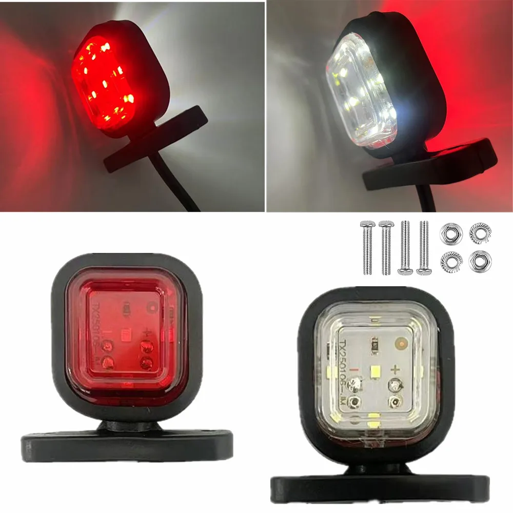 2PCS 12V 24V LED Automotive Lighting Lamps Truck Side Marker Clearance Parking Light Truck Trailer Warning Tail Light Red White