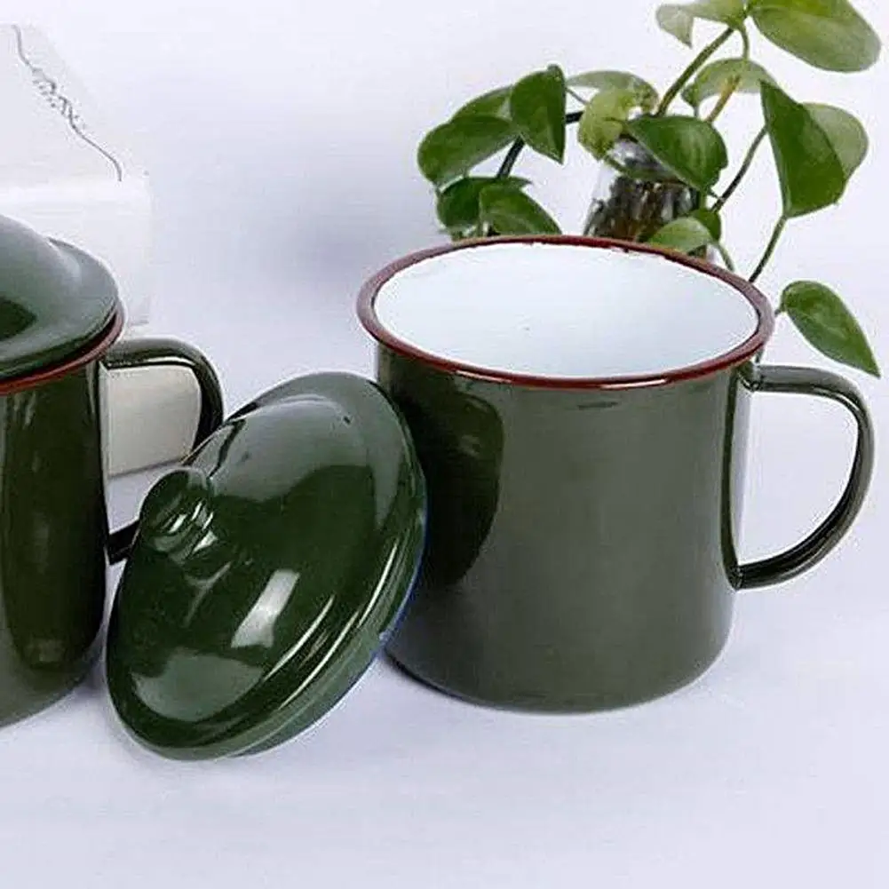 360/500/660ML Enamel Milk Cup Anti-rust Healthy Eco-friendly Retro Water Mug With Lid Household Supplies