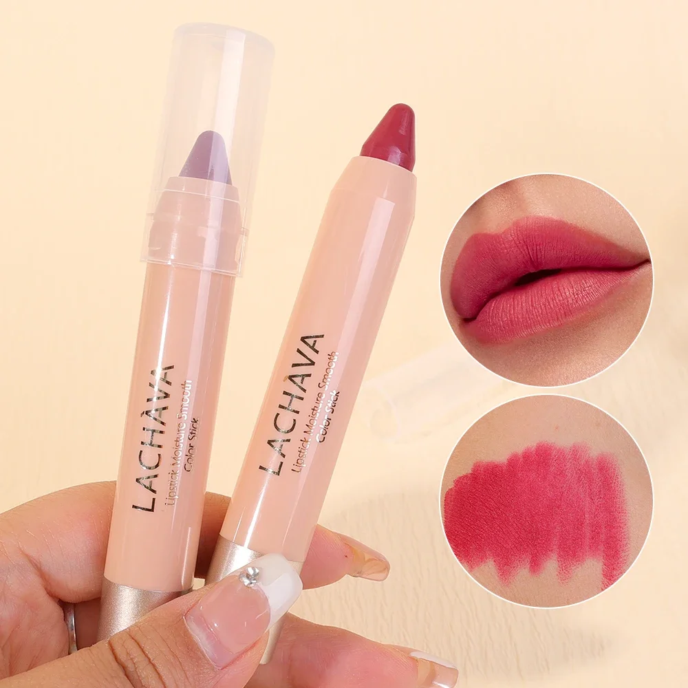 Matte Lipstick Pencil 8 Colors Long Lasting Velvet Lip Liner Pen Outline Lip Shape Non-stick Cup Waterproof Lipstick Cosmetics