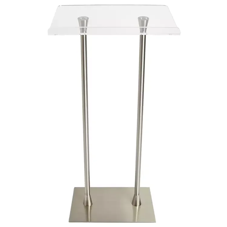 Acrylic Straight standing Steel with Metal Acrylic Lectern Podium Pulpit Clear Pole Acrylic Table for School