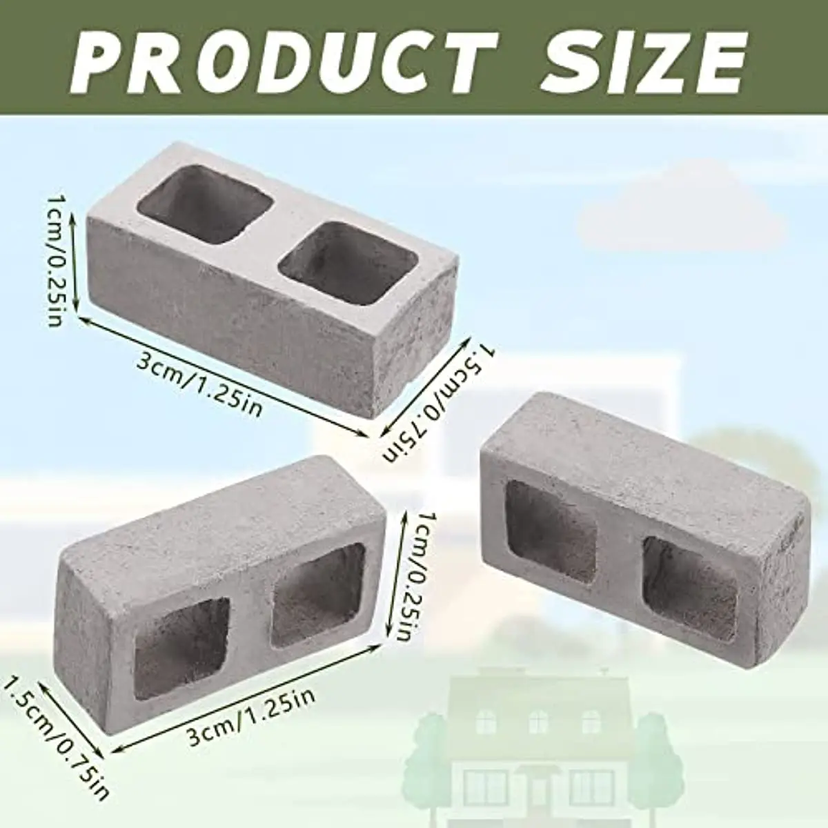 Miniature Cinder Blocks - 1/12 Scale Mini Bricks for Creative DIY Construction,  Whimsical Garden & Kitchen Landscaping Models