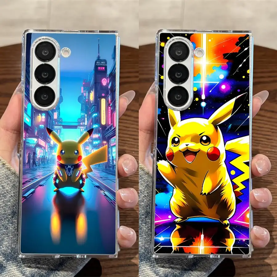 Чехол для Samsung Galaxy ZFold3 ZFold4 ZFold5 ZFold6 ZFold7 Z Fold 7, 6, 5, 4, 3, жесткий чехол для телефона, японский Пикачу, крутой