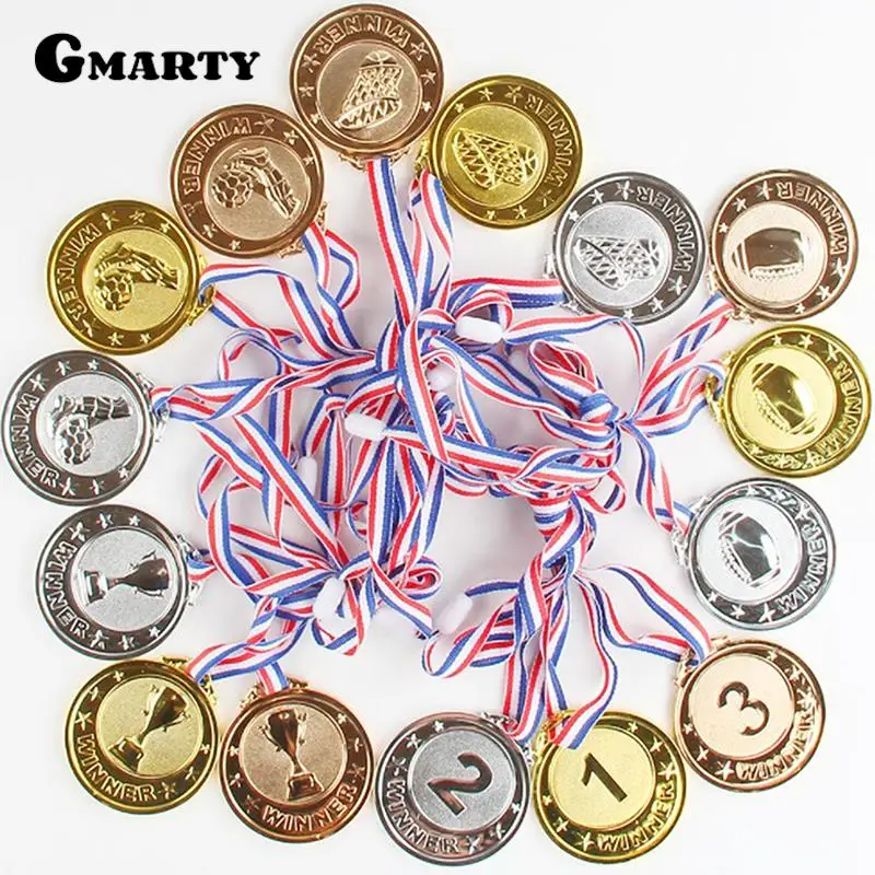 1Pcs Gold Plastic Winners Medals Sports Day Party Bag Prize Awards Toys For Kids Party Fun Supplies Reward Outdoor Games