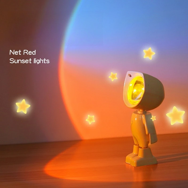 Dawn Red Astronaut Projection Night Light, Sunset Ambience Spaceman Lamp for Home Decor