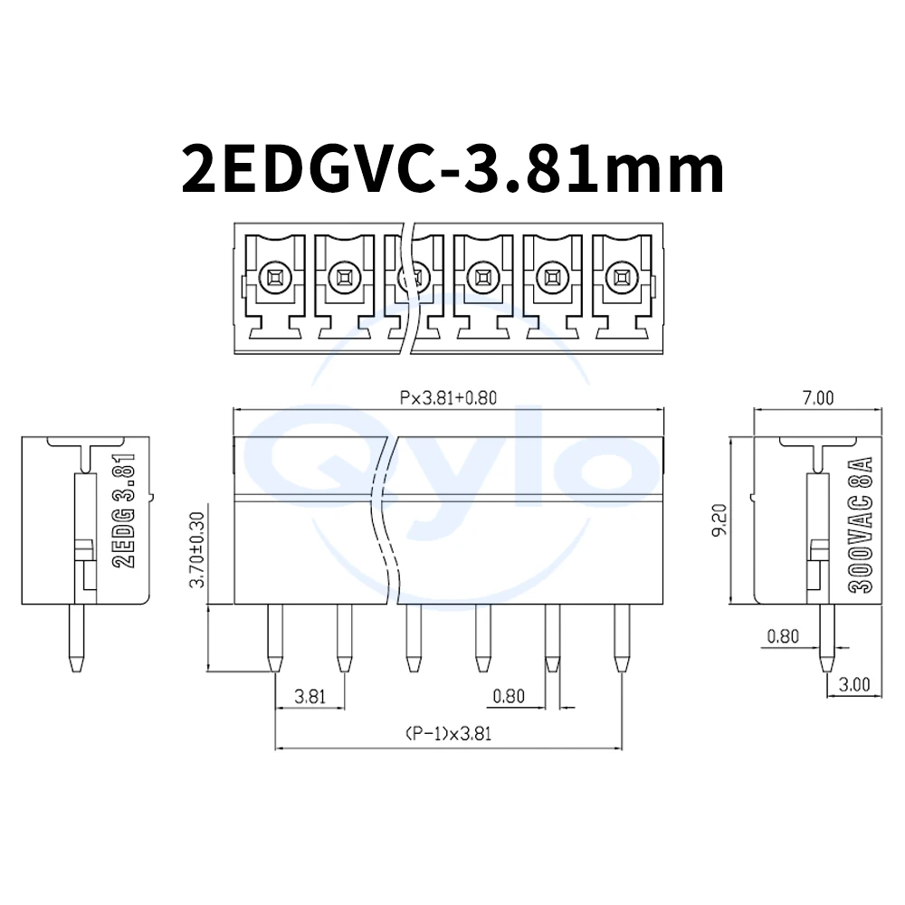 (10 pcs) KF 2EDGVC - 3.81mm Plug-in Terminal Block 2~24P Pitch Straight Pin Socket 2EDGV 15EDGVC 3.81