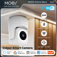 MOES Tuya Smart WiFi 3MP Indoor Camera Pan 360° Tilt 180° HD Home Security Monitoring Works with Alexa Google Assistant