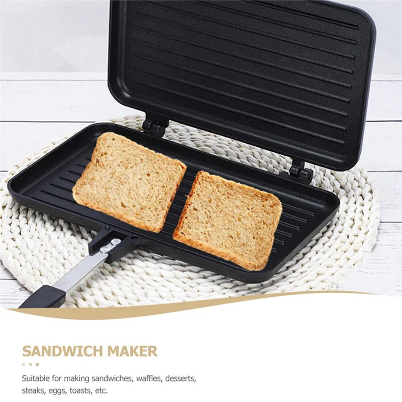 Sandwich-Bratmaschine, Press-Ei-Frühstück, doppelte Omelett-Kochpfanne, gegrillte Grillplatte, seitliches Kochgeschirr-T33C