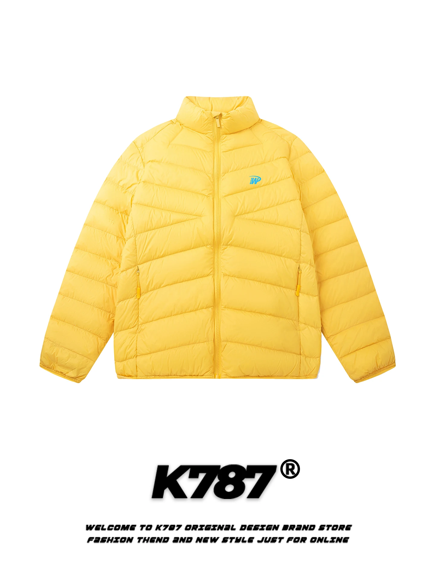 

Куртка K787 в американском уличном стиле, утепленная, из хлопка, желтая, с воротником-стойкой, зимняя, теплая, модная, брендовая, для пар