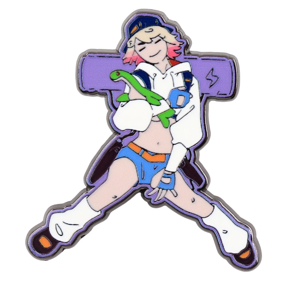 Klassischer Spielcharakter Emaille-Anstecker Apex Legends Electric Shock Defense Girl Brosche, Spiel-Peripherie-Sammlung, Accessoires, Abzeichen – Detail 1