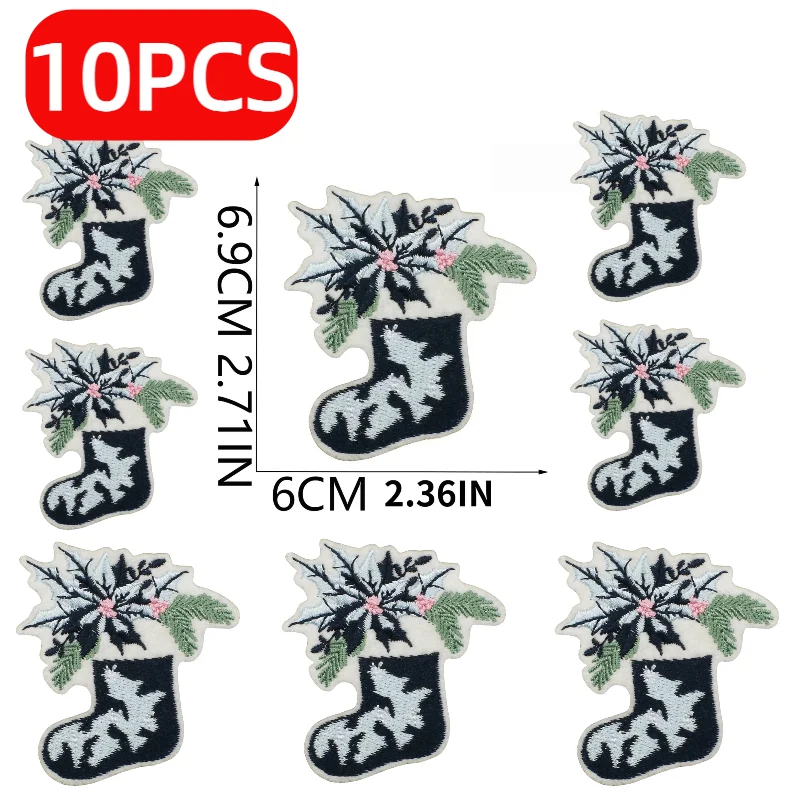 

1/10 шт., рождественская тема, тканевая сумка с вышивкой, украшение для одежды, снежинка, колокольчик, нашивка, подарочная нашивка, глажка, шитье, аппликации