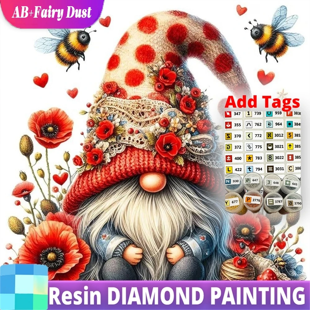 

Смола AB Фея Пыль Алмазная Мозаика Гном Персонаж Рукоделие Пчела Карлик Картина Мак Цветок Акрил Товары Для Ремесла DIY Handicr