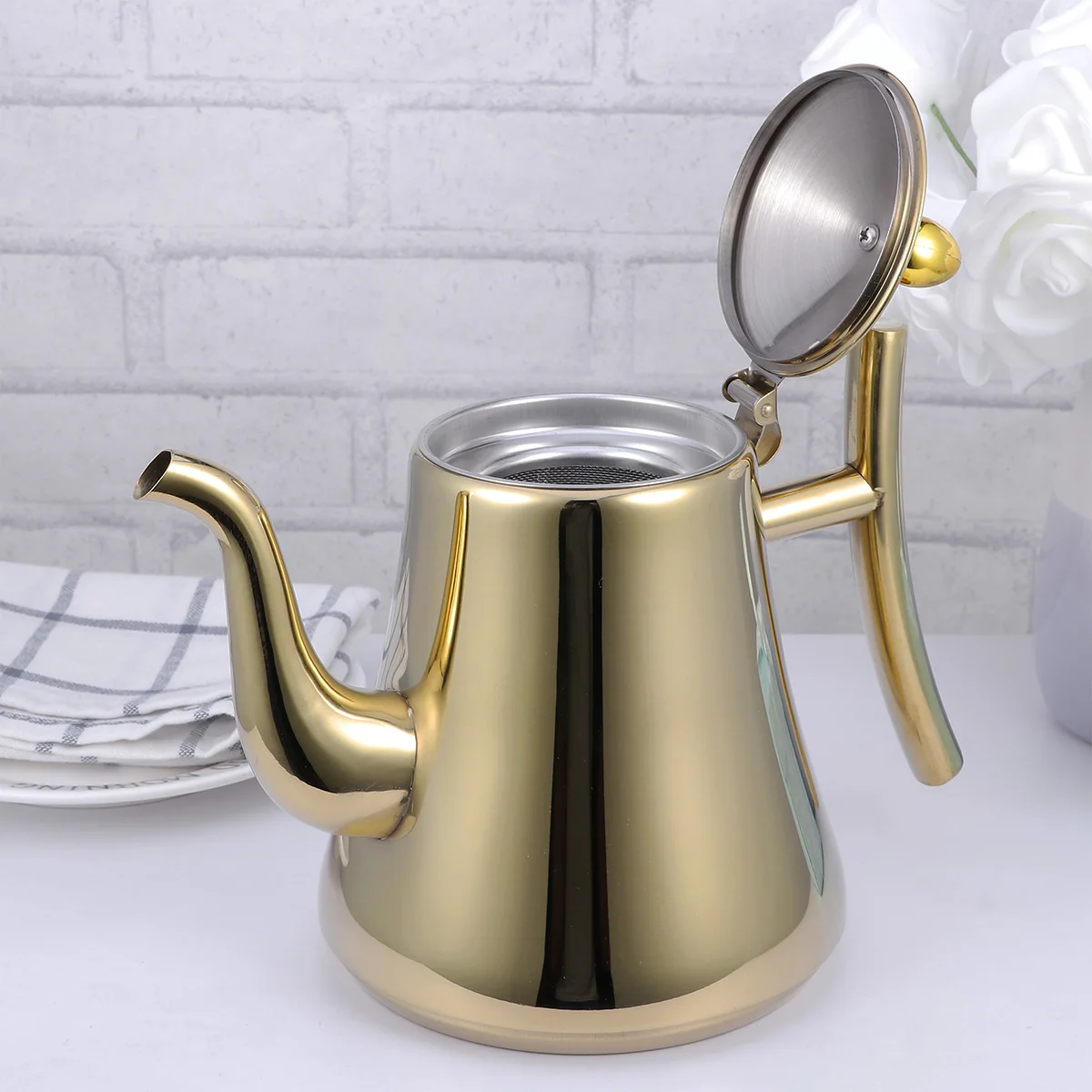

Loose Leaf Tea Strainer Stainless Steel Teapot Kettle Coffee Machine Pots Golden