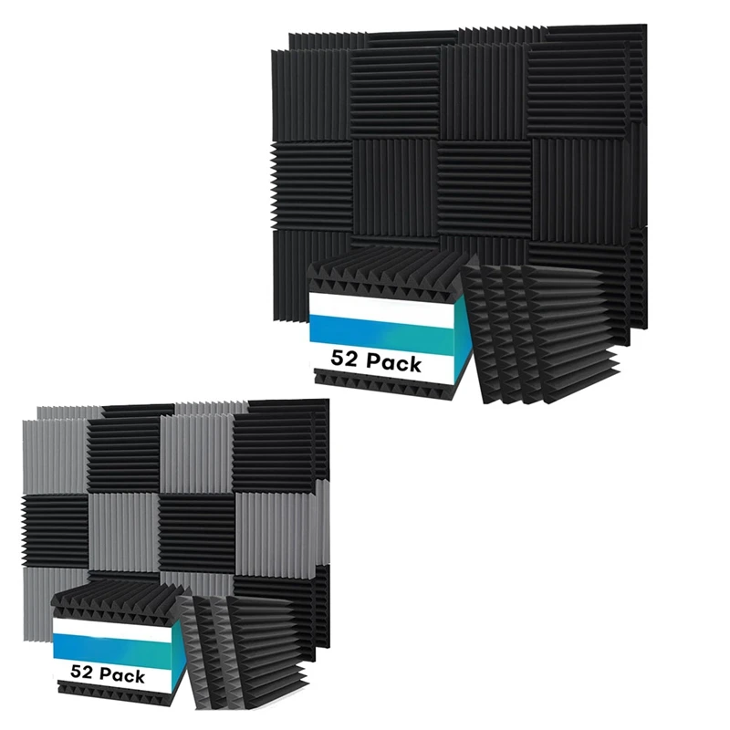 New-52 Pack Acoustic Foam Panels,1X12x12inches Sound Proof Foam Panels For Walls, Acoustic Panels Sound Absorbing