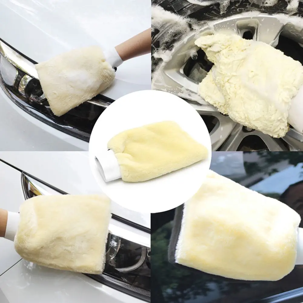 Microfiber Car Wash Gloves Imitation Wool Soft Thickened Car Clean Mitt Double-faced Waterproof Glove Washing Supplies