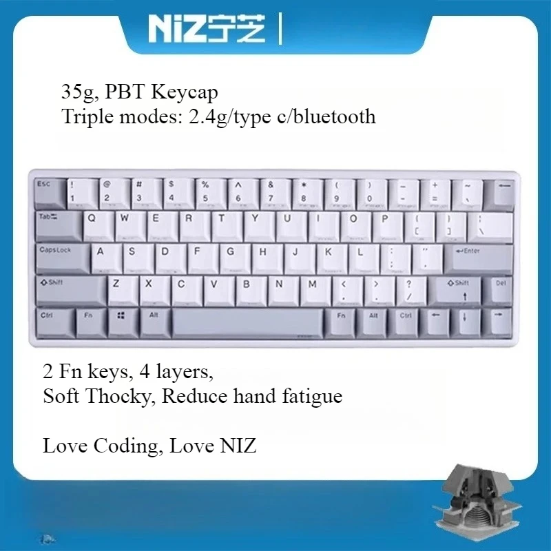Triple Keyboard NIZ 66 Program to HHKB Mac layout topre keyboard 35g capacitive switch game keyboard bluetooth 2.4g