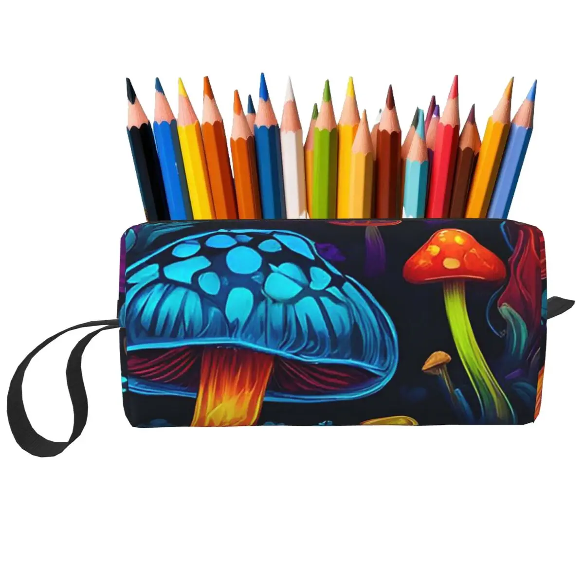 Psychedelic Magic Mushrooms Print Lava Pencil Case for Gifts Pen Box Pencil Bag Stationery Supplies Travel Women Organizer Pouch