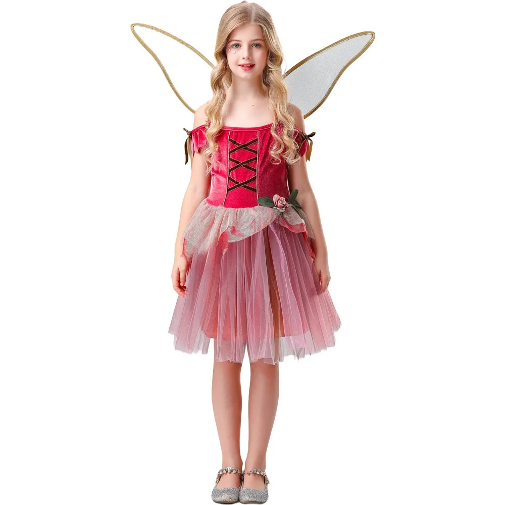 Conjunto de Disfraz de Diablo de Halloween para Niños, Traje de Hada, Alas de Elfo, Túnica, Ropa, Maquillaje para Actuaciones, Vestido de Baile, Sin Marca